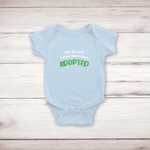 So Cute I'm Adopted - Novelty Babygrows & Sleepsuits - Blue Bubble - Image 2 of 4