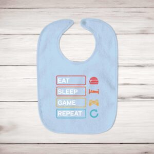 Eat Sleep Game Repeat - Geeky Bibs - Blue Bubble - Image 3 of 4