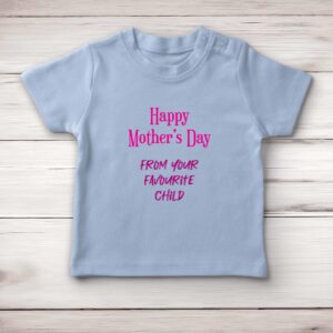 Happy Mothers Day - Favourite Child - Novelty Baby T-Shirts - Blue Bubble - Image 2 of 3